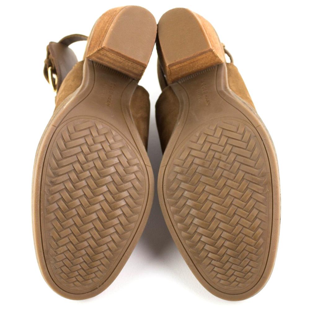 Cole Haan Pippa Tan Suede Leather Stacked Heel Slingback Bootie Shoes SIZE 8.5 B - Picture 5 of 5